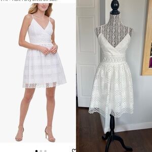 Beautiful Guess Crochet Fit and Flare Dress. Size 6/Medium. White.